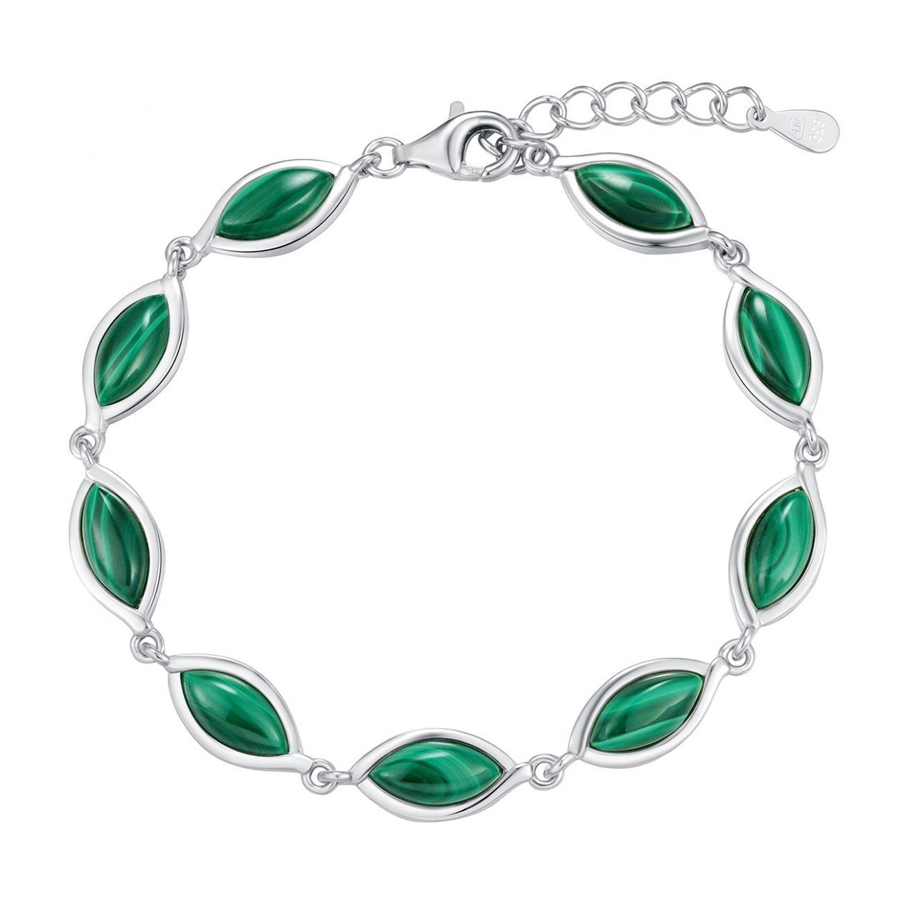 NUBIS Dámský stříbrný náramek s malachitem - NB-1199