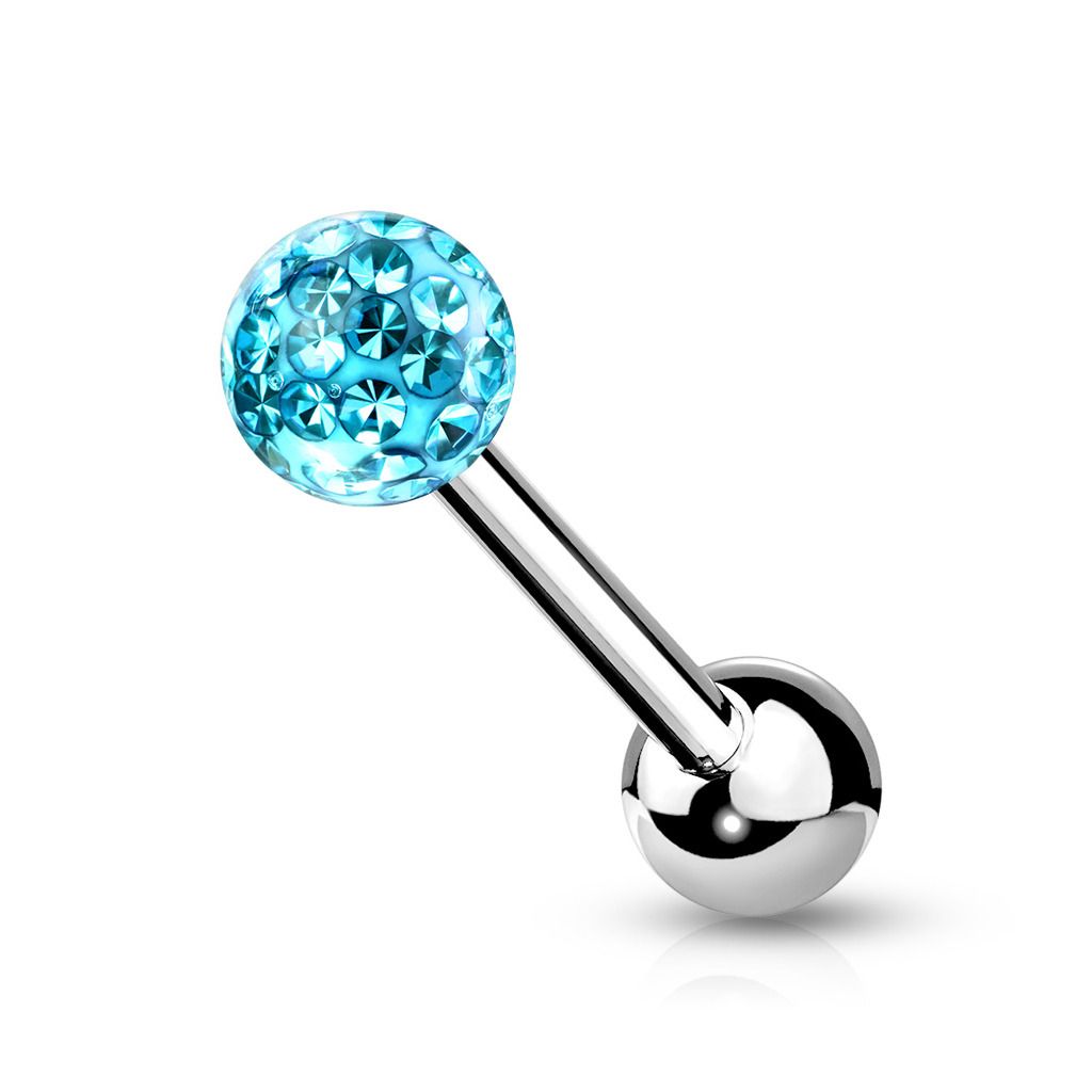 S4U Piercing do jazyka Crystals from SWAROVSKI (tyrkysová) - PJ0030-Q