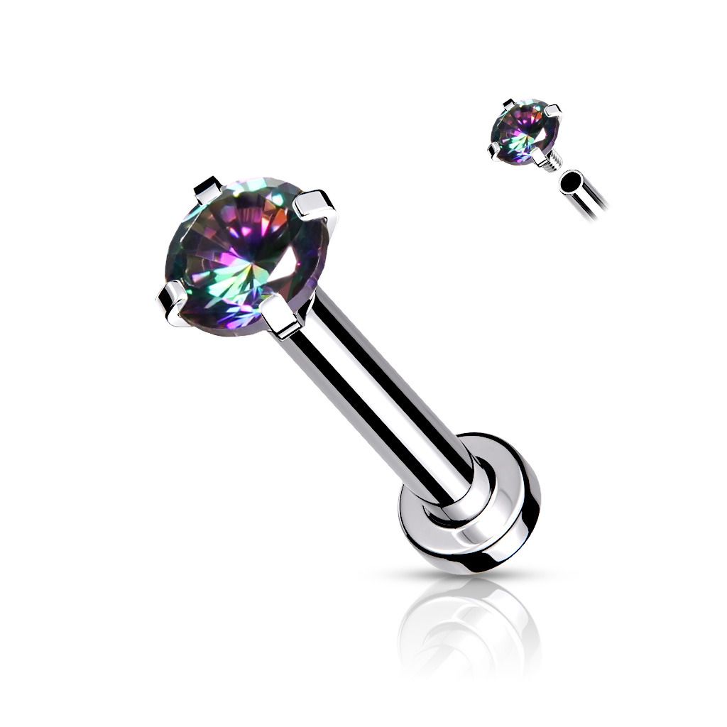 Levně S4U Piercing do brady / cartilage / tragus (4 mm, 1,2 x 8 mm, kamínek 4 mm) - LB1040VM-12084