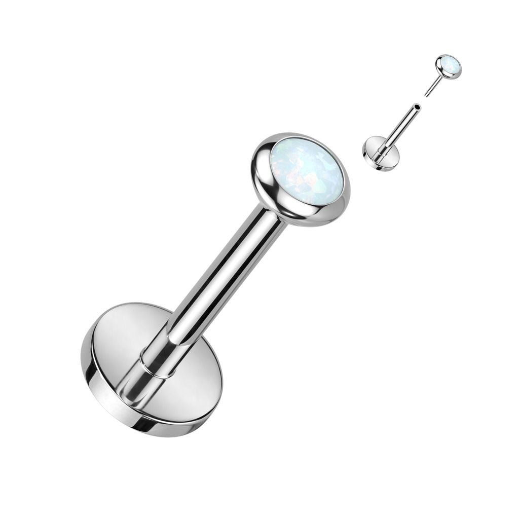 S4U PUSH IN piercing do brady / ucha TITAN 1,0 x 8 mm, bílý opál - TIT1241-OP17