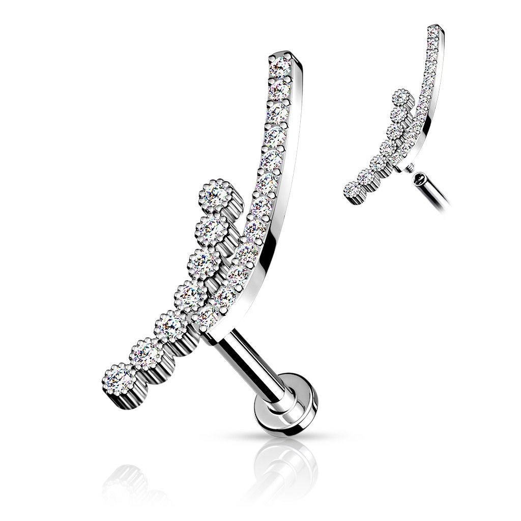 S4U Piercing do brady se zirkony (1,2 x 6 mm) - LB1091C-1206