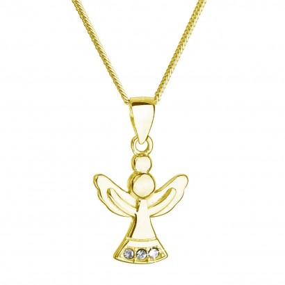Pozlacený stříbrný přívěsek anděl se Swarovski krystaly bílý 32078.1