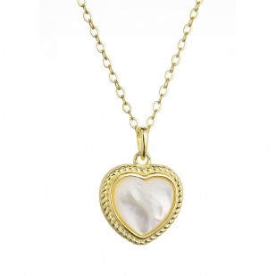 Pozlacený stříbrný náhrdelník srdce s perleťovým zirkonem 12058.1