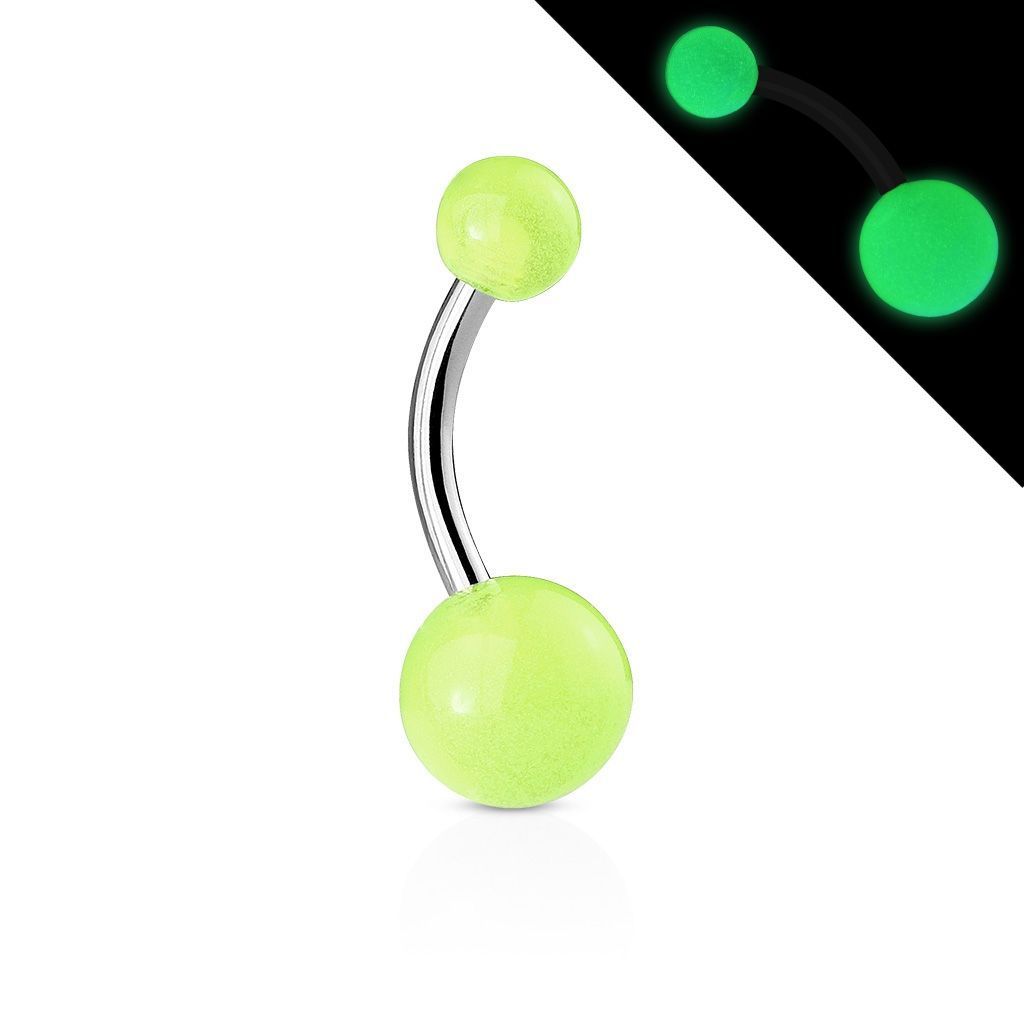 Levně Svítící piercing do pupíku - banánek (zelená) - BA01082-G