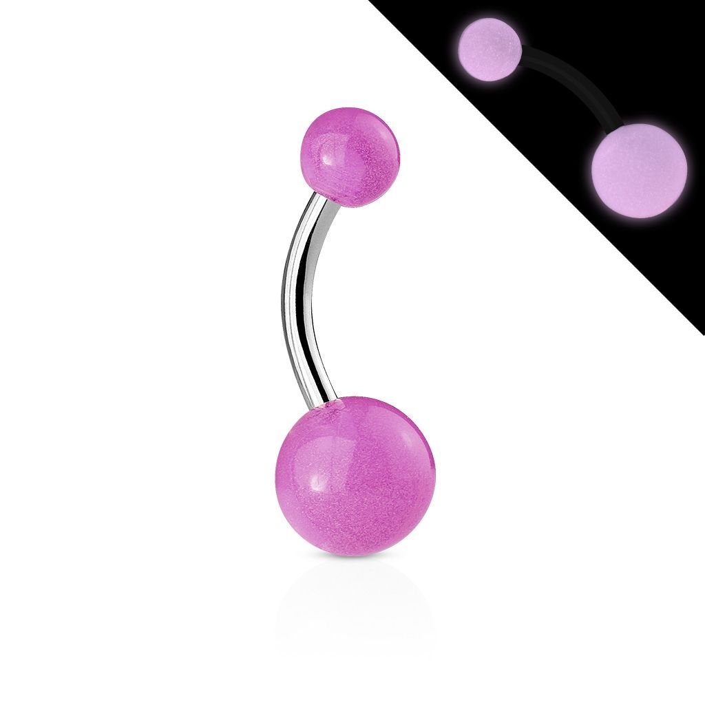 Levně Svítící piercing do pupíku - banánek (fialová) - BA01082-A