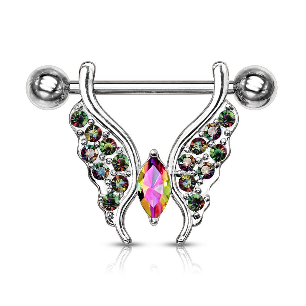 Levně Piercing do bradavky - motýl vitrail medium
