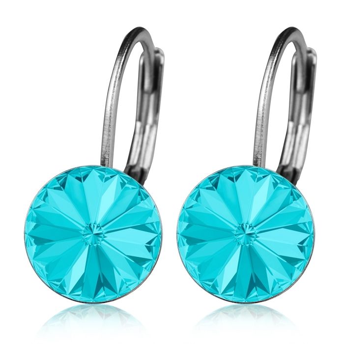 NUBIS Ocelové náušnice s krystaly Swarovski LIGHT TURQUOISE - NBS08-LT