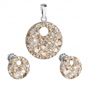 Sada šperků s krystaly Swarovski náušnice a přívěsek zlaté kulaté 39148.5