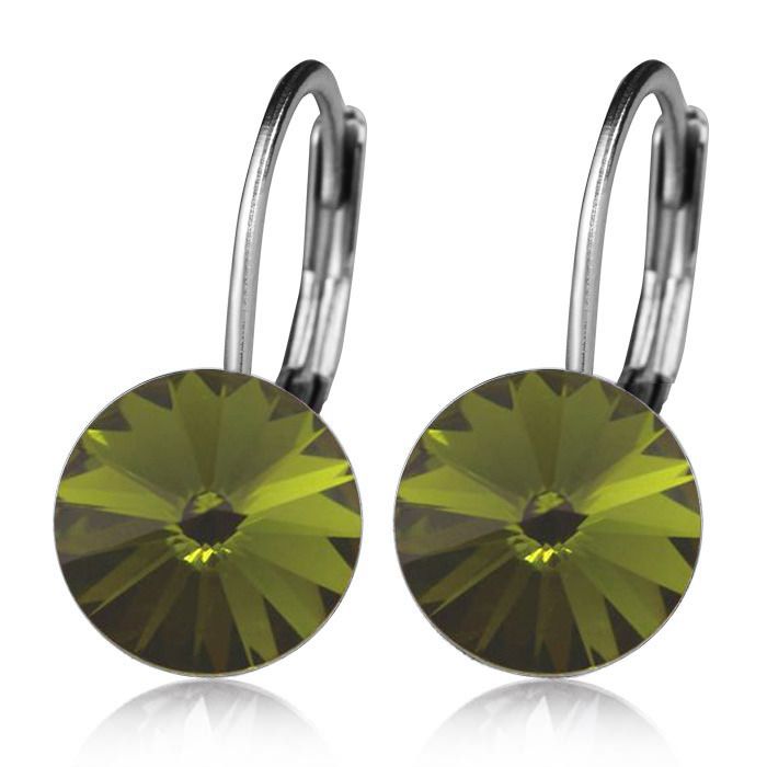 Levně NUBIS Ocelové náušnice s krystaly Swarovski OLIVINE - NBS08-OV