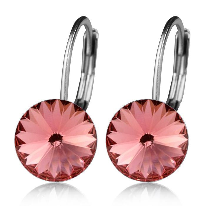 Levně NUBIS Ocelové náušnice s krystaly Swarovski ROSE PEACH - NBS08-RP