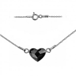 Stříbrný náhrdelník se srdcem Crystals from Swarovski® JET BLACK