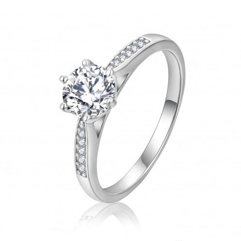 7AE Stříbrný zásnubní prsten moissanit (2,70 g, 52) - AN0011-52