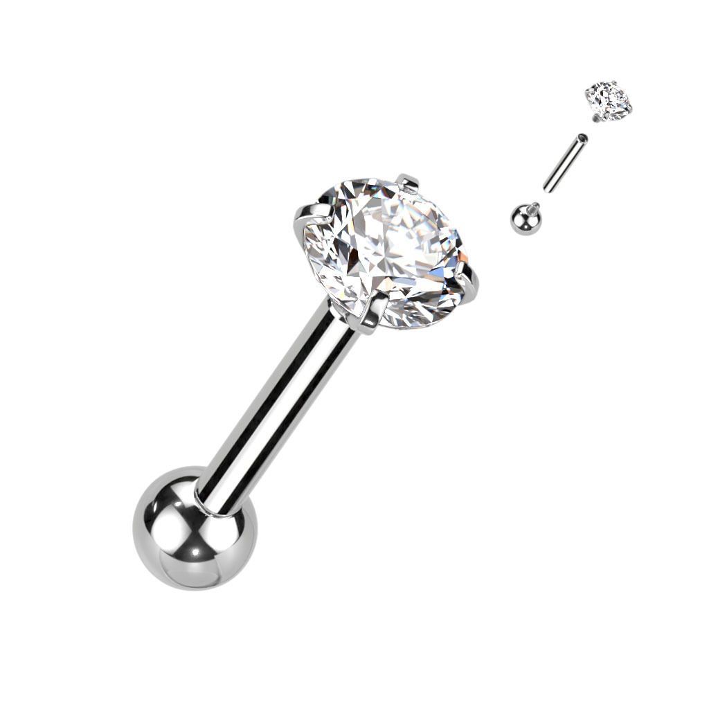 Levně Cartilage piercing TITAN (1,0 x 8 mm, kamínek 3 mm)