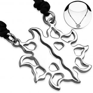 Ocelový náhrdelník - slunce na šňůrce