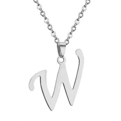 Ocelový řetízek s přívěskem iniciálou W