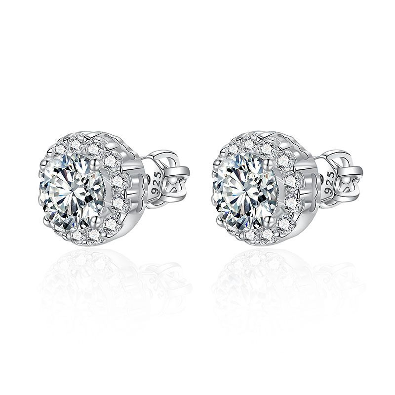 NUBIS Stříbrné šroubovací náušnice se zirkony - NB-3829