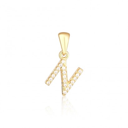 Stříbrný zlacený přívěsek písmeno N