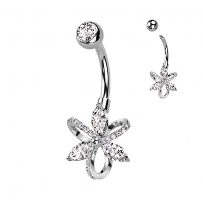 Piercing do pupíku - kytička (stříbrná)