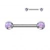 Piercing do bradavky z titanu s opálovými kuličkami (fialový)