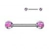 Piercing do bradavky z titanu s opálovými kuličkami (fialový)