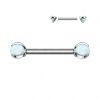 Piercing do bradavky z titanu s opálovými kuličkami (modrý)
