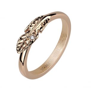 Zlacený ocelový prsten s peříčkem