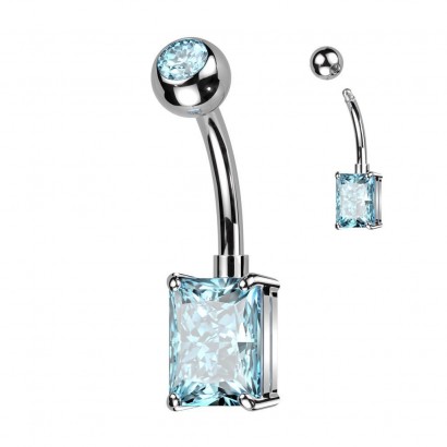 Piercing do pupíku s obdélným kamenem (tyrkysový)