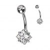 Piercing do pupíku s čtvercovým kamenem (čirý)