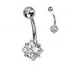 Piercing do pupíku s čtvercovým kamenem (duhový)