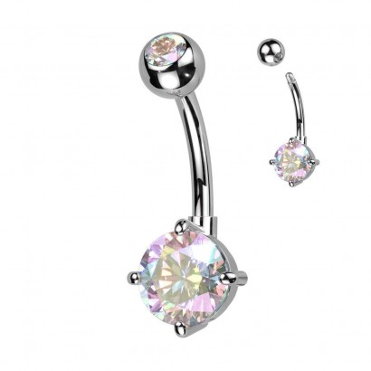 Piercing do pupíku s kulatým kamenem (duhový)