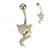 Zlacený piercing do pupíku - liška (rosegold)