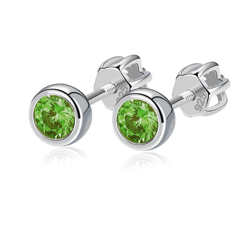 NUBIS Stříbrné náušnice, zelené zirkony 4 mm - NB-3652-Z
