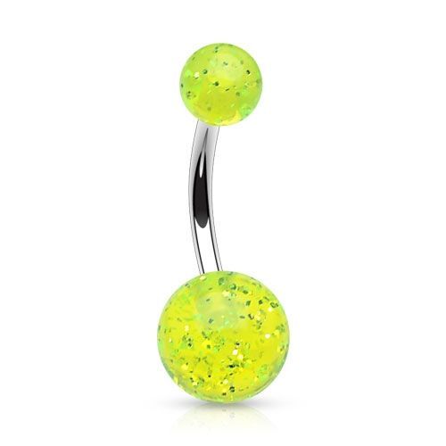 Levně Piercing do pupíku - banánek se třpytkami (zelená) - BA01077-G
