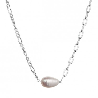 Stříbrný náhrdelník s říční oválnou perlou 22049.1