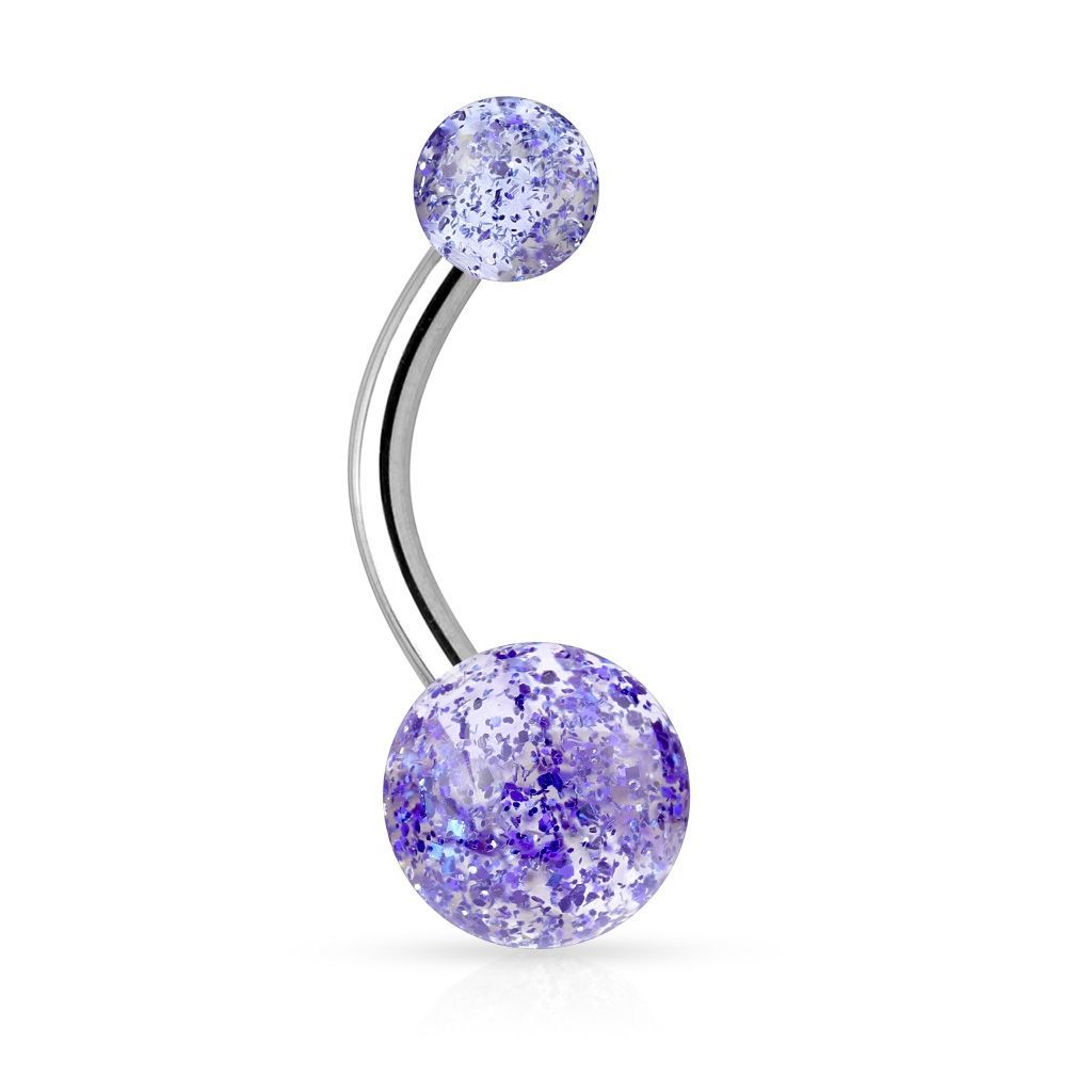 Levně Piercing do pupíku - banánek se třpytkami (modrá) - BA01044-B