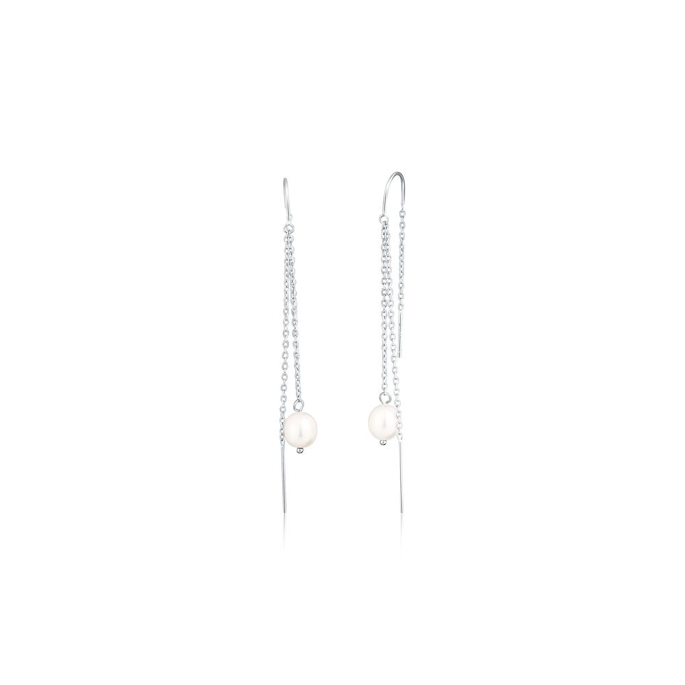 Stříbrné provlékací náušnice s perlou