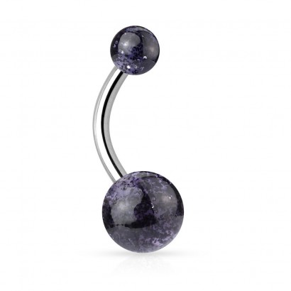 Piercing do pupíku - banánek se třpytkami (černá)