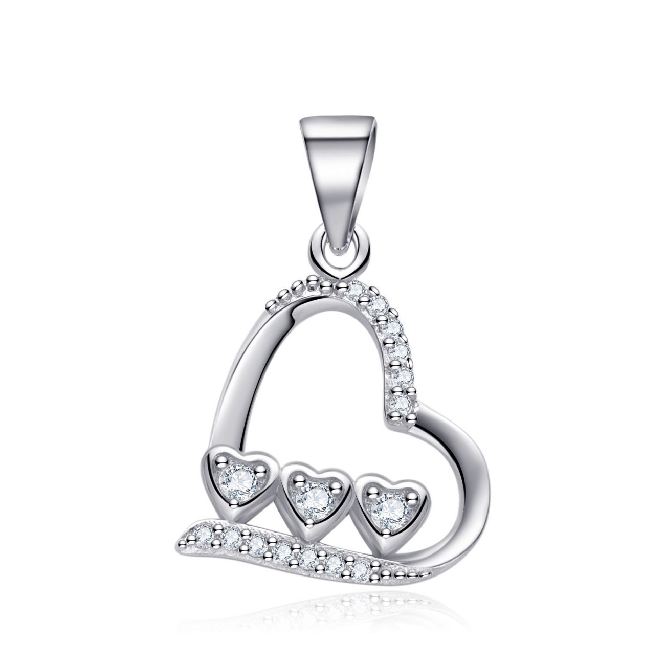 NUBIS Stříbrný přívěsek srdíčko se zirkony - NB-4389