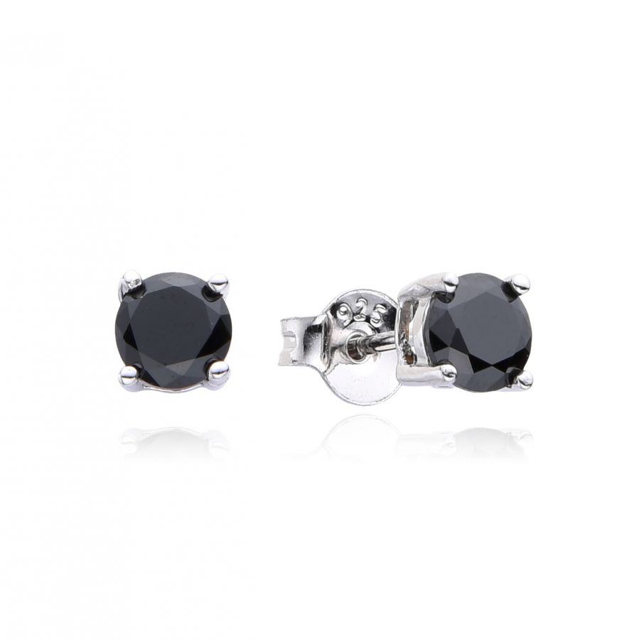 NUBIS Stříbrné náušnice s černými zirkony 5mm - NB-3888-05