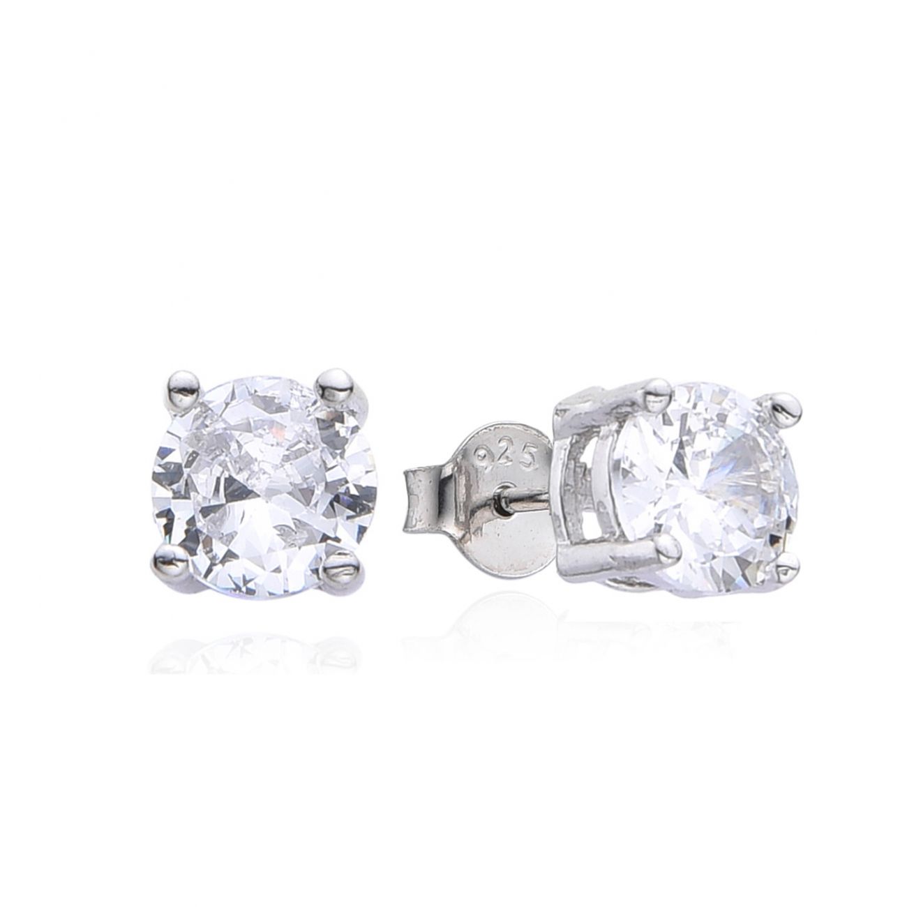 NUBIS Stříbrné náušnice s čirými zirkony 7mm - NB-3886-07