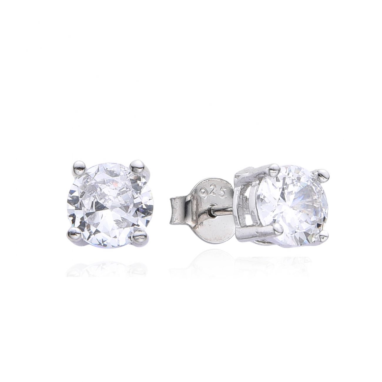 NUBIS Stříbrné náušnice s čirými zirkony 6mm - NB-3886-06