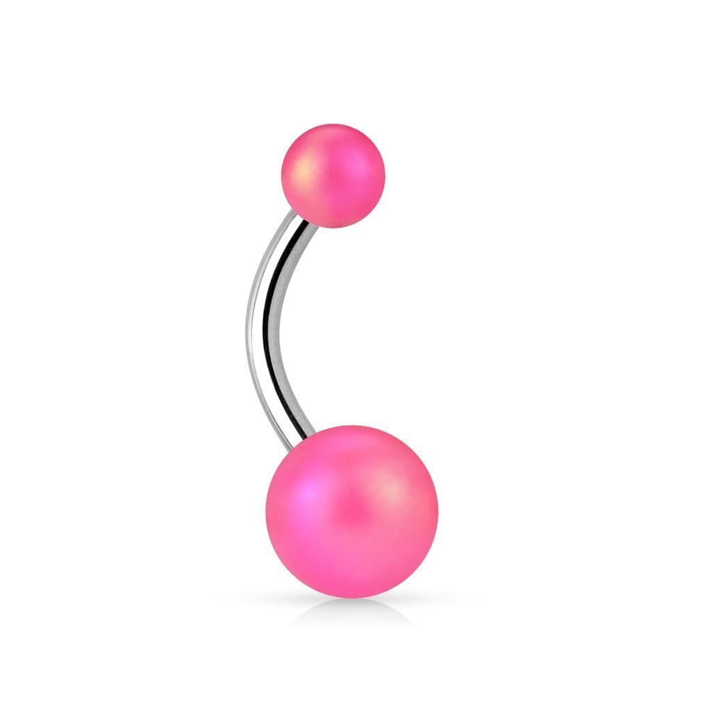 Levně Piercing do pupíku - banánek, barva perleťově růžová - BA0002-B