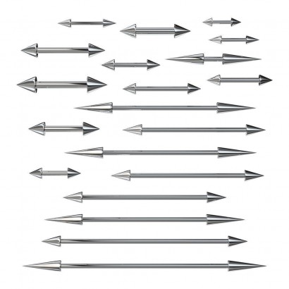 Piercing chirurgická ocel činka s hroty (1,6 x 38 x 4/12)