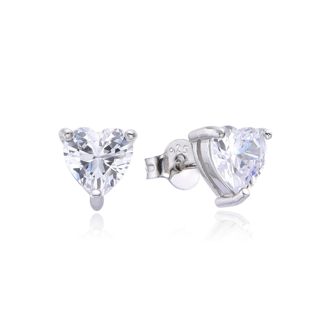 NUBIS Stříbrné náušnice srdíčka se zirkony 6mm - NB-3891-06