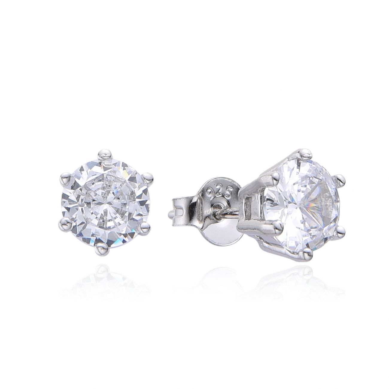 Stříbrné náušnice s čirými zirkony 6mm - NB-3894-06