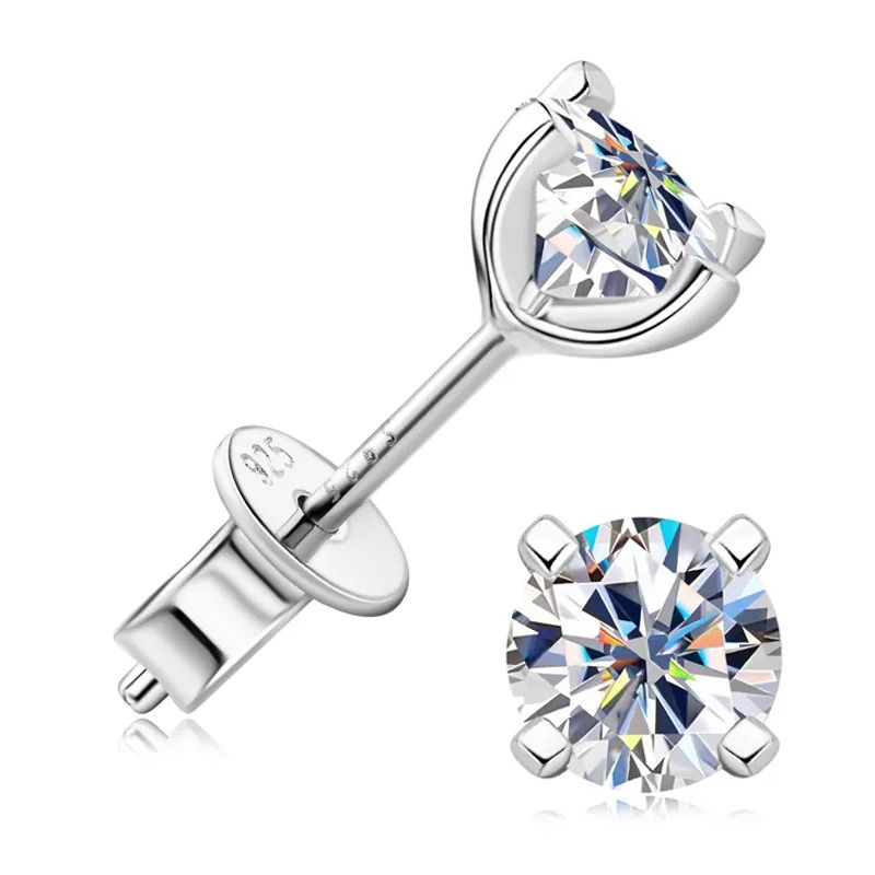 Stříbrné náušnice s moissanity 6mm - MN128