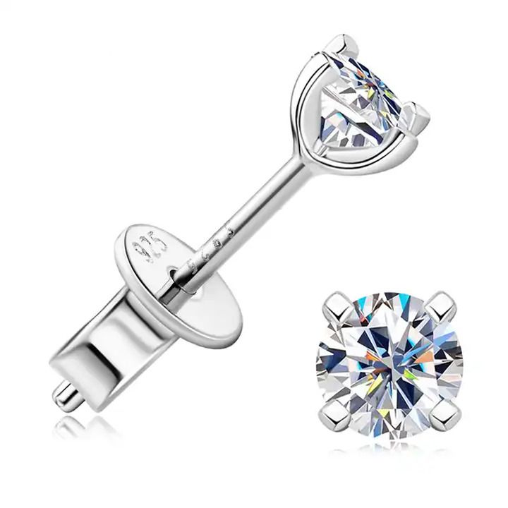 Stříbrné náušnice s moissanity 4mm - MN126