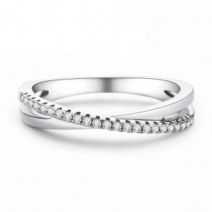 Stříbrný zásnubní prsten s moissanity, vel. 52
