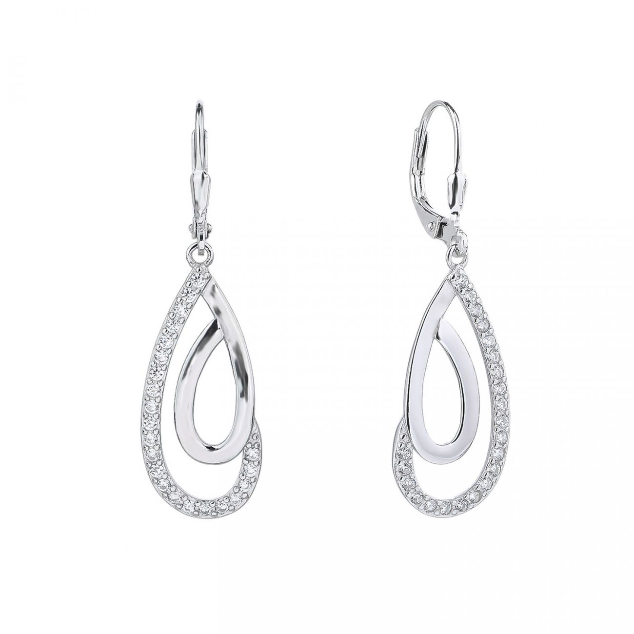 NUBIS Stříbrné visací náušnice se zirkony - NB-3906