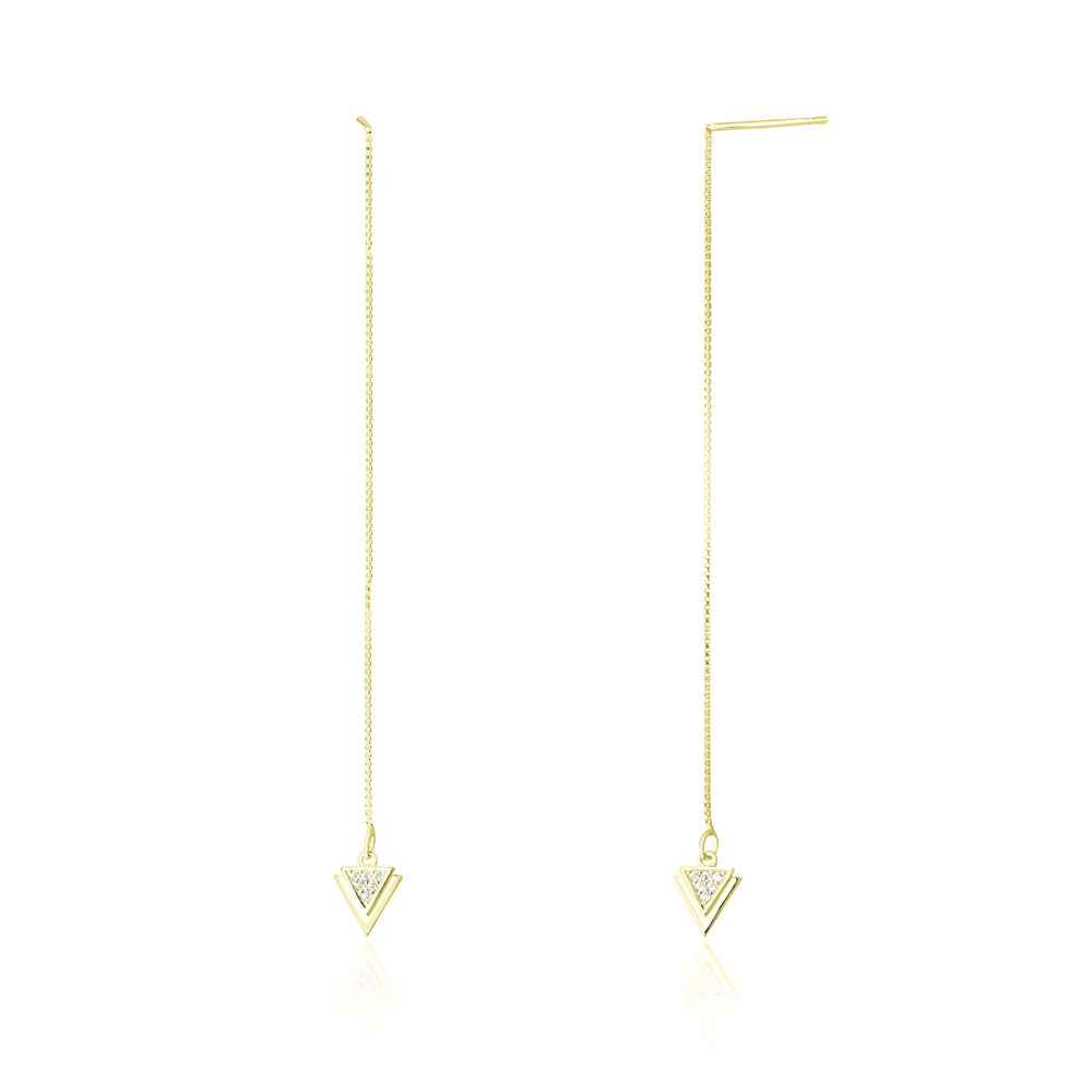 Stříbrné zlacené řetízkové náušnice